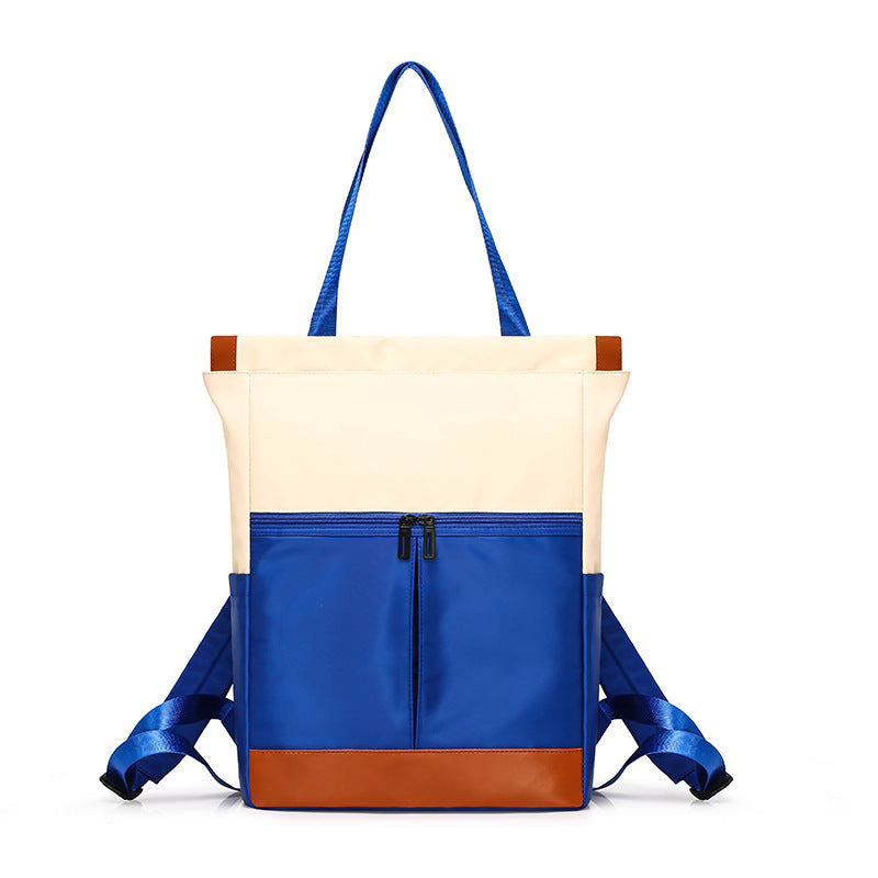 Nylon Casual Bag Student Backpack Female Youth Color Matching Multi-Functional Single Shoulder Backpack Dual-Use Contrasting Color Computer Bag for Women
