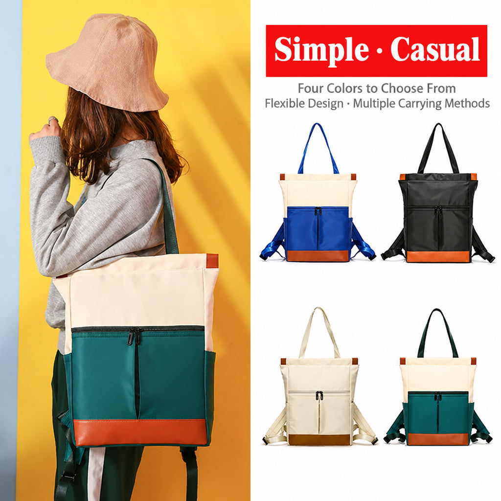 Nylon Casual Bag Student Backpack Female Youth Color Matching Multi-Functional Single Shoulder Backpack Dual-Use Contrasting Color Computer Bag for Women