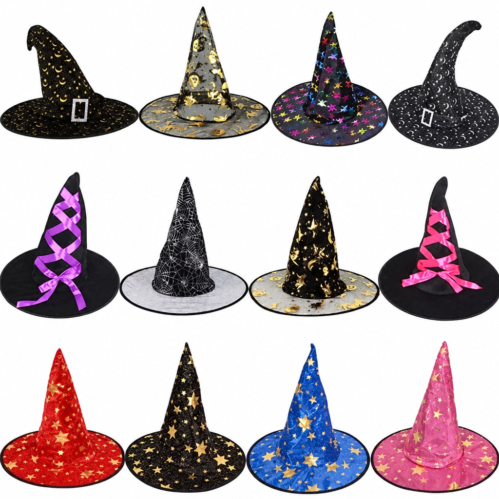 Hawei Halloween adult children's performance witch hat fancy dress dance performance black pointed hat five-star witch hat