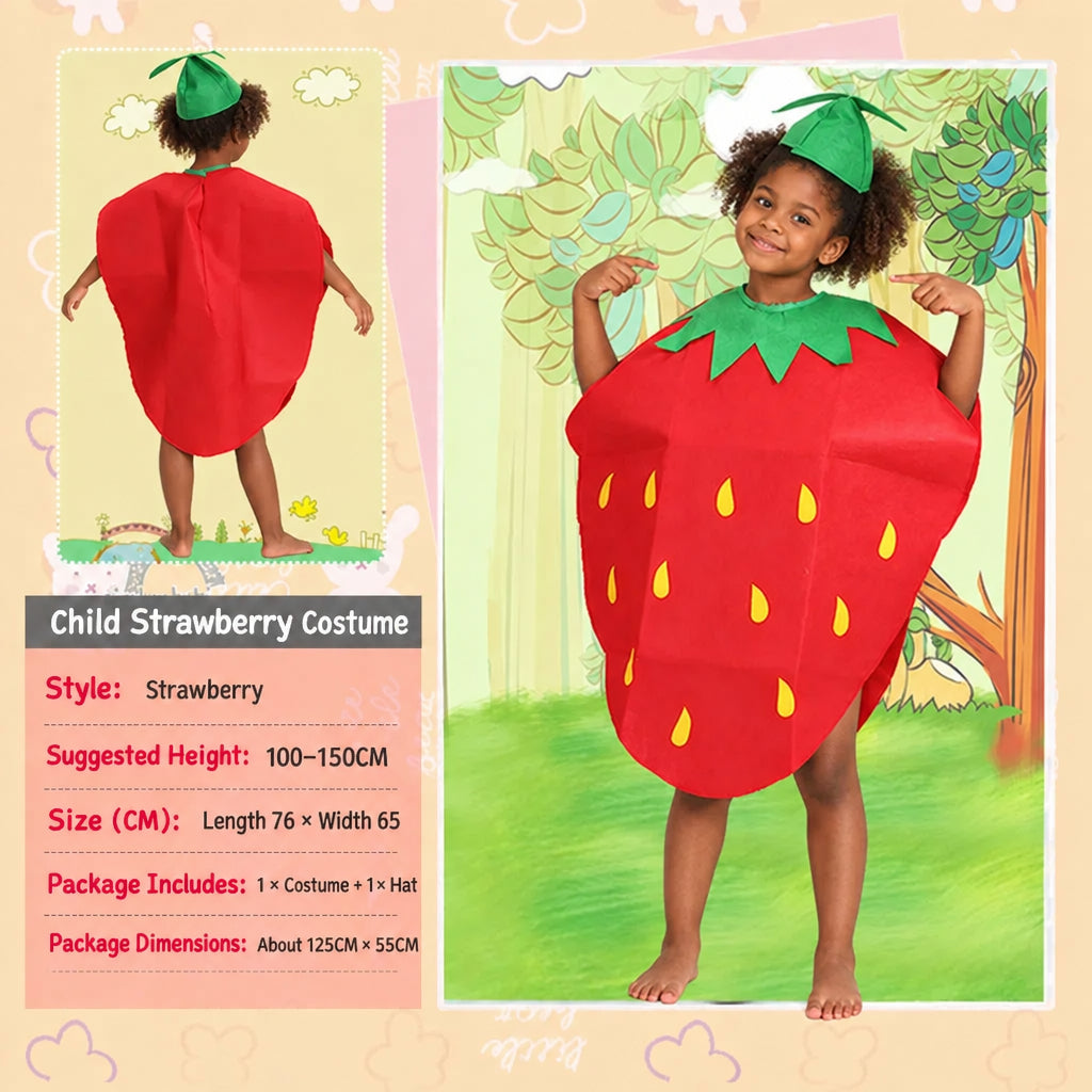 children's party catwalk clothes children's fruit clothing homemade eco-friendly clothing strawberry suit diy handmade clothing