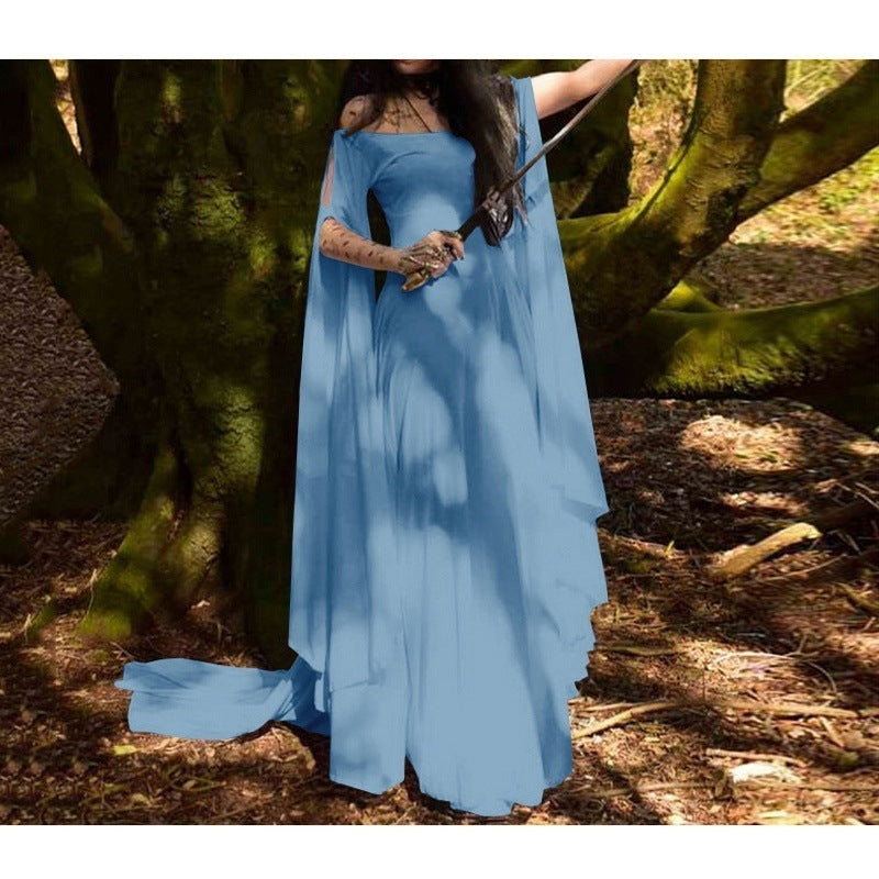 wish New party Long Sleeve Crewneck Belt Women Dress Halloween Women's Long Dress