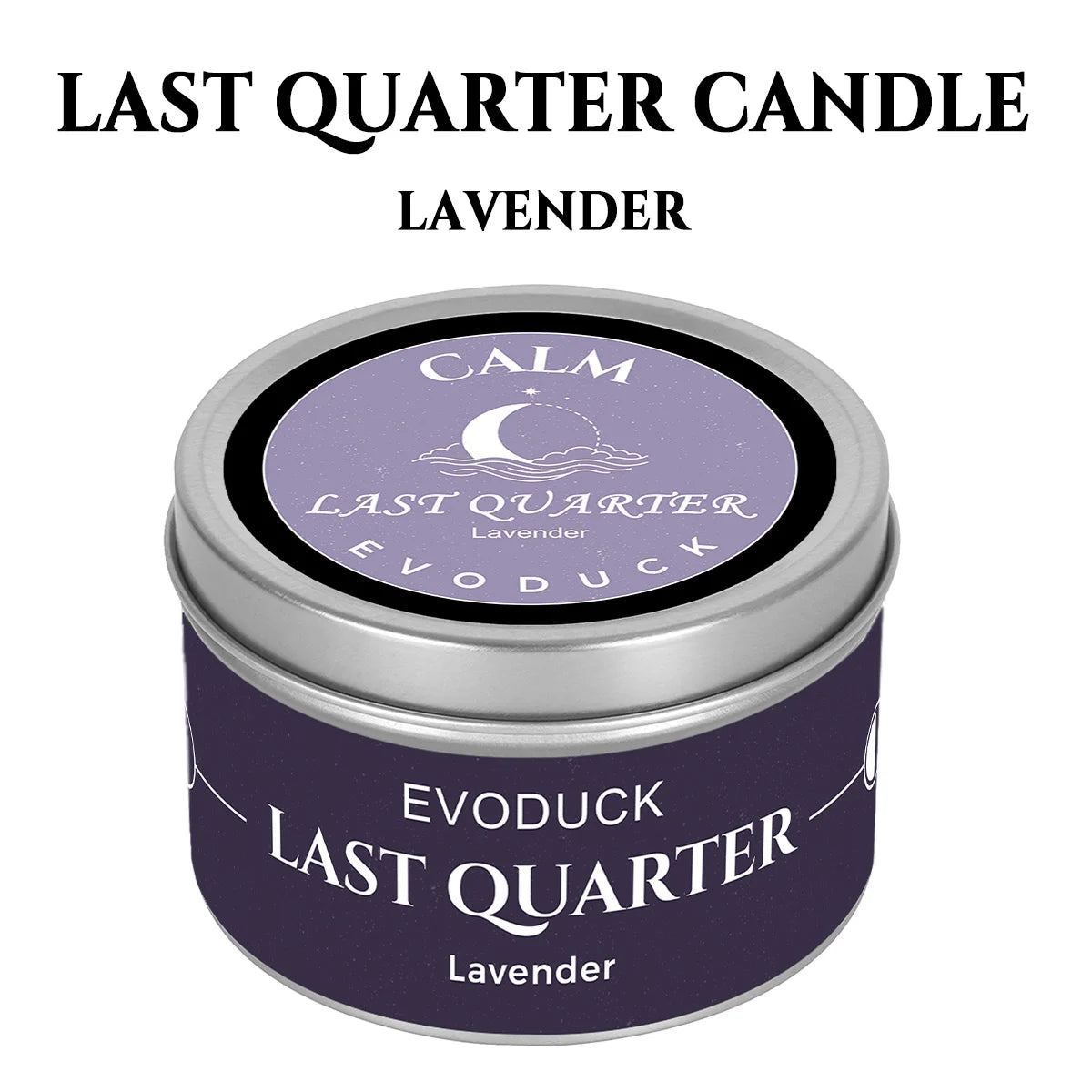 Waning Moon Scented Candle Soy Wax Lavender Scented Candles Silver Tin with Purple Crystal Chips Bestfriend Gifts Gift for Woman