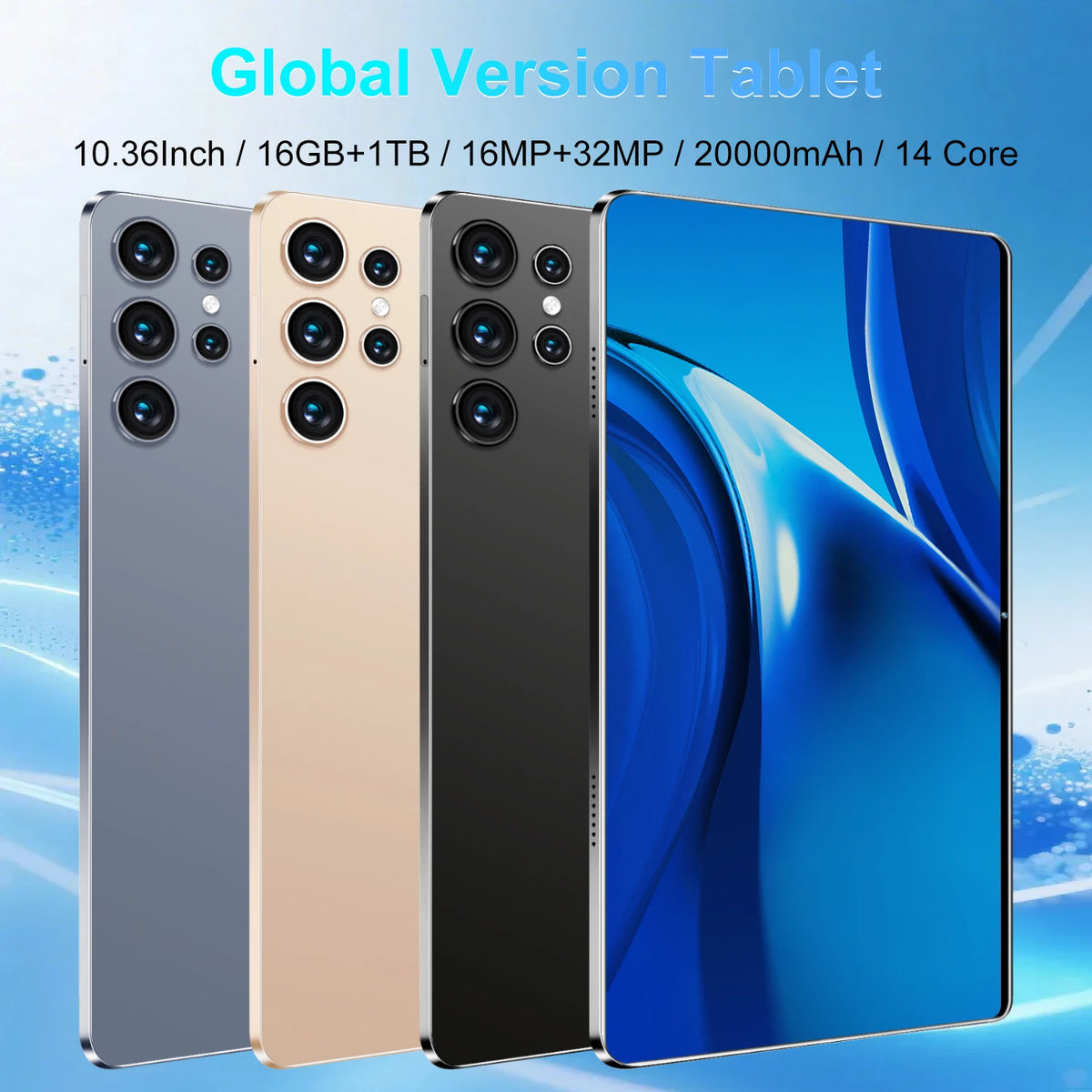 Tablet Android 16GB RAM 1TB ROM 10.36-inch 14 Core Tablet Phone Call Android 13 20000mAh Bluetooth Study Gaming Office Dual Sim 5G WIFI Network Bluetooth GPS WPS