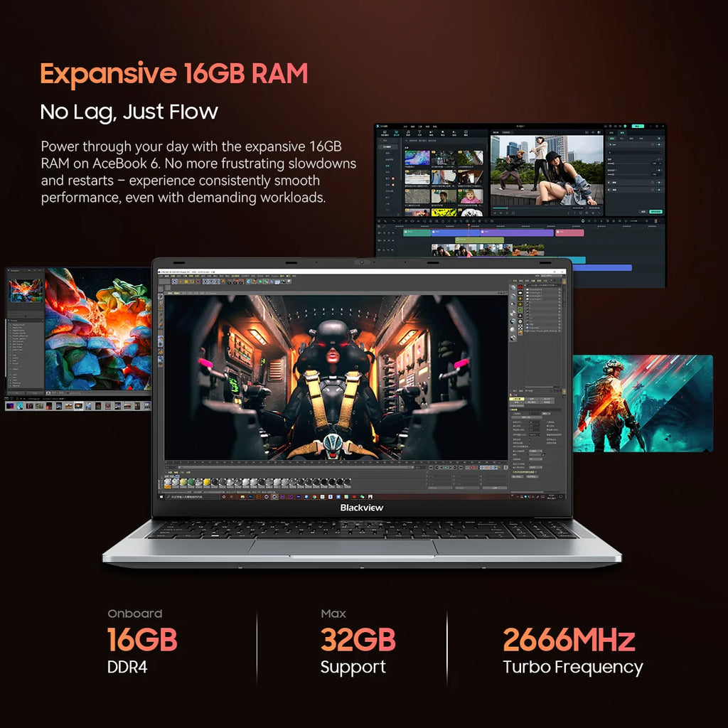 Blackview Acebook 6 Laptop Computer, 15.6” Fhd Ips Tüv Screen Quad-Core N150,16Gb Ddr4 256Gb Ssd,Desktop Notebook