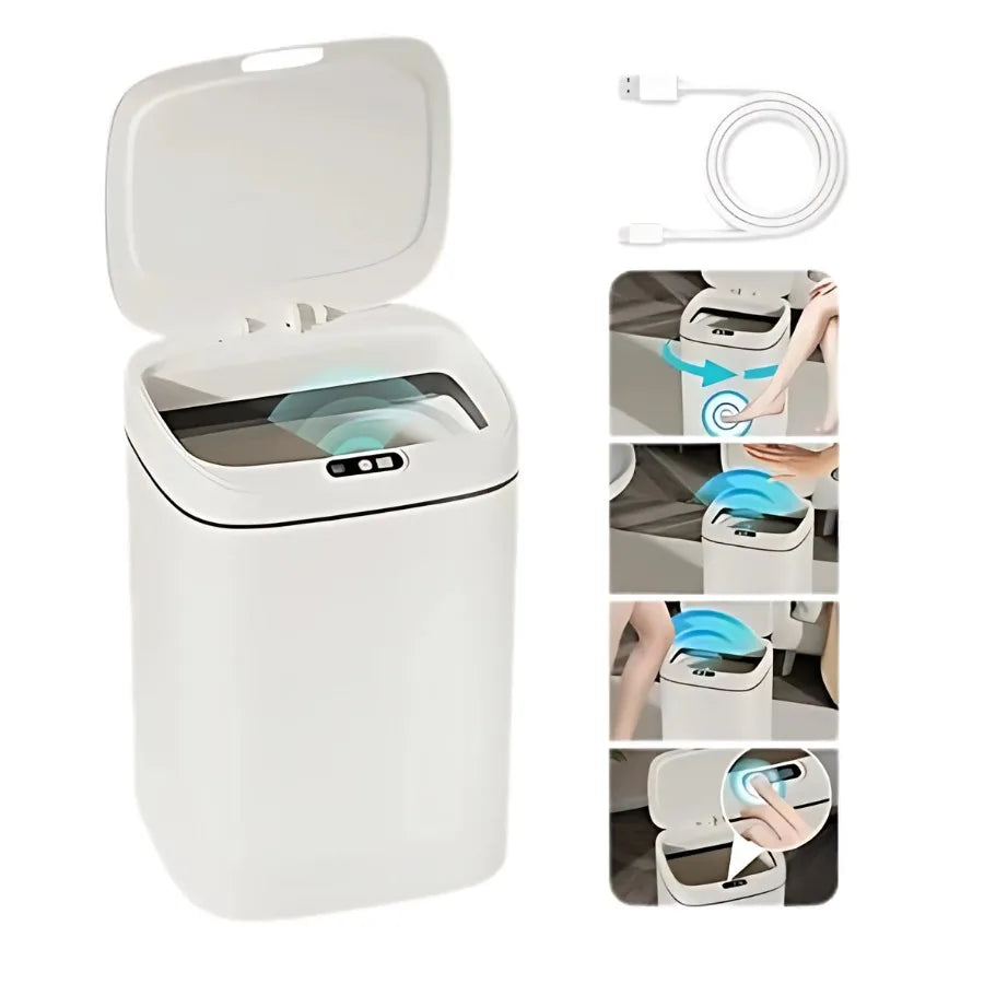 ZOMMI 14-Liter Trash Can, Automatic Motion Sensor, Smart Touch, Waterproof and Moisture-Resistant for Bathroom, Kitchen, and Bedroom