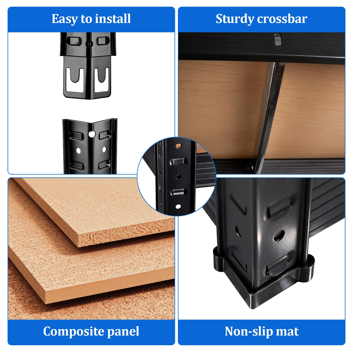 5-Tier Heavy Duty Metal Shelving Unit, 500kg Load Capacity Boltless Design, Freely Split Structure, Adjustable MDF Layer Height, Large Size Multipurpose Storage Rack Ideal for Warehouse Garage Kitchen Bedroom Office Basement