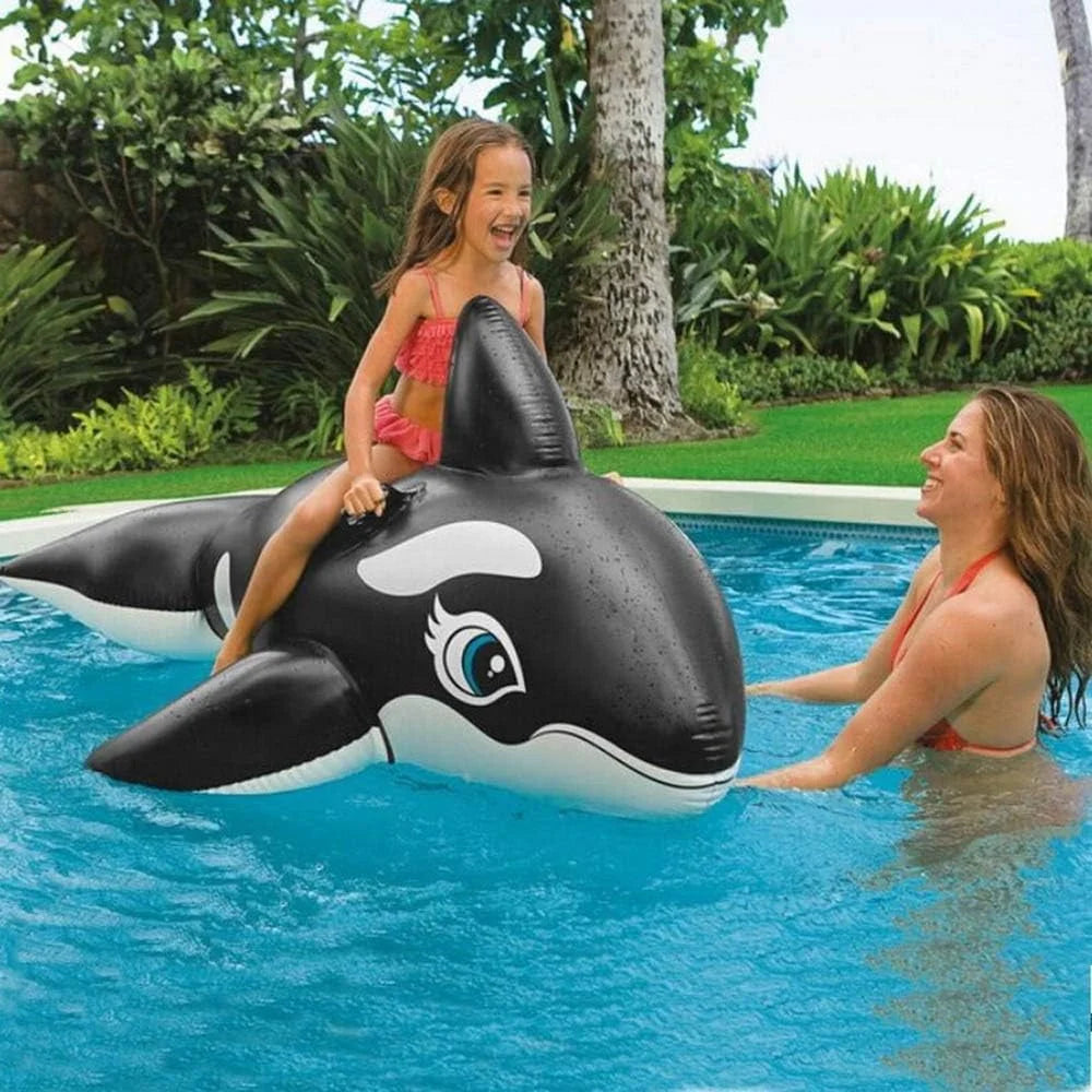Giant Whale Inflatable Floating Bed Pool Swimming Ring Ride-on Boat Raft Water Seat Air Mattress for Beach Party Pool