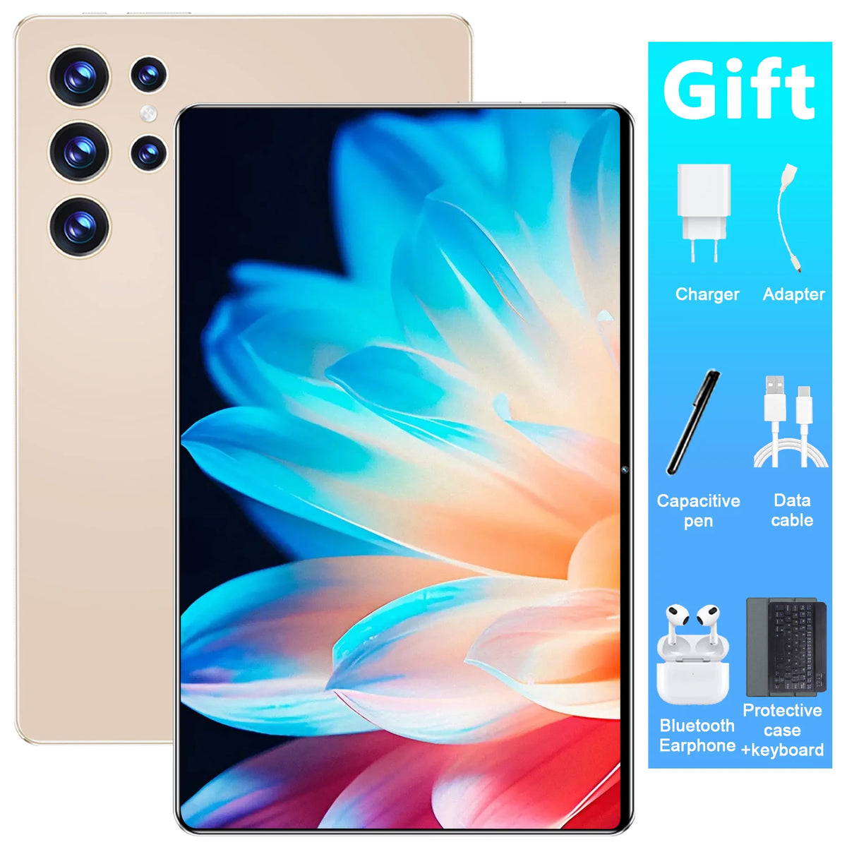 Tablet Android 16GB RAM 1TB ROM 10.36 pollici 14 Core con Funzione Chiamata Android 13 20000mAh Bluetooth Studio Gaming Ufficio Dual SIM 5G WIFI Bluetooth GPS WPS