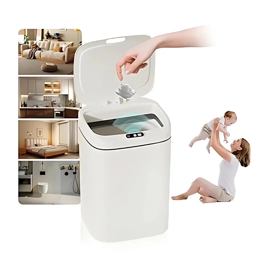 ZOMMI 14-Liter Trash Can, Automatic Motion Sensor, Smart Touch, Waterproof and Moisture-Resistant for Bathroom, Kitchen, and Bedroom