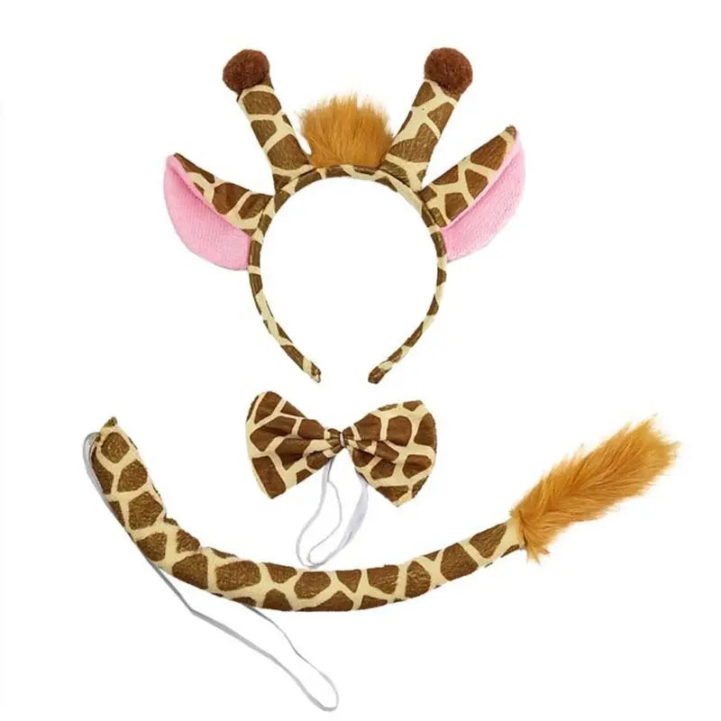 Festival Party Hairy Giraffe Hair Hoop Tail Tie Set Headband Halloween Christmas Costume Cosplay Headwear