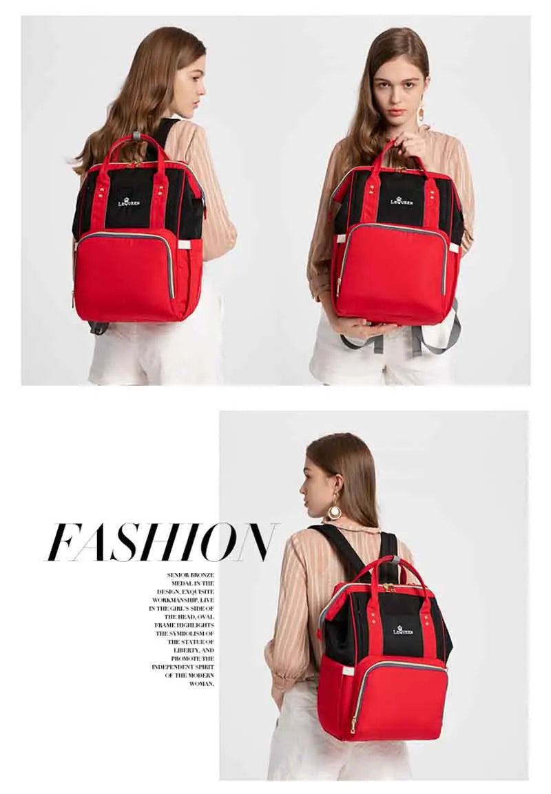 Lequeen Large Capacity Fashion Mommy Bag Maternity Nappy Diaper Bags Travel Backpack Nursing Bag for Baby Care Women's Bag