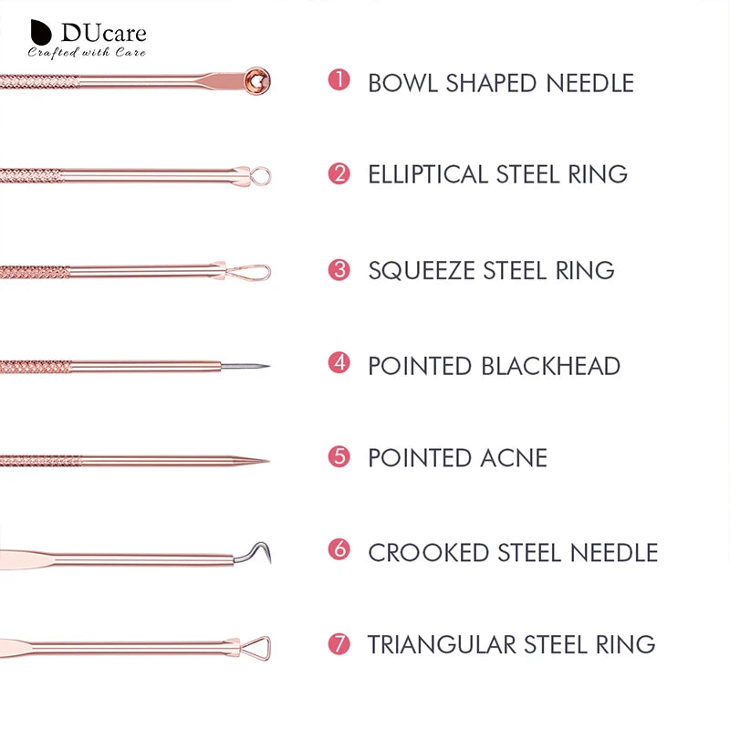 DUcare 4pcs Acne Blackhead Removal Needles Stainless steel Pimple Spot Extractor Acne Treatment Acne Needle Face Clean Care Tool