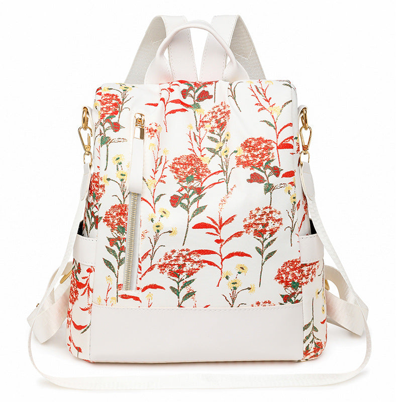 Cross-border Foreign Trade Bag Women's New Multi-functional Large Capacity Backpack PU Fabric Fashion Printed Portable Backpack for Women
