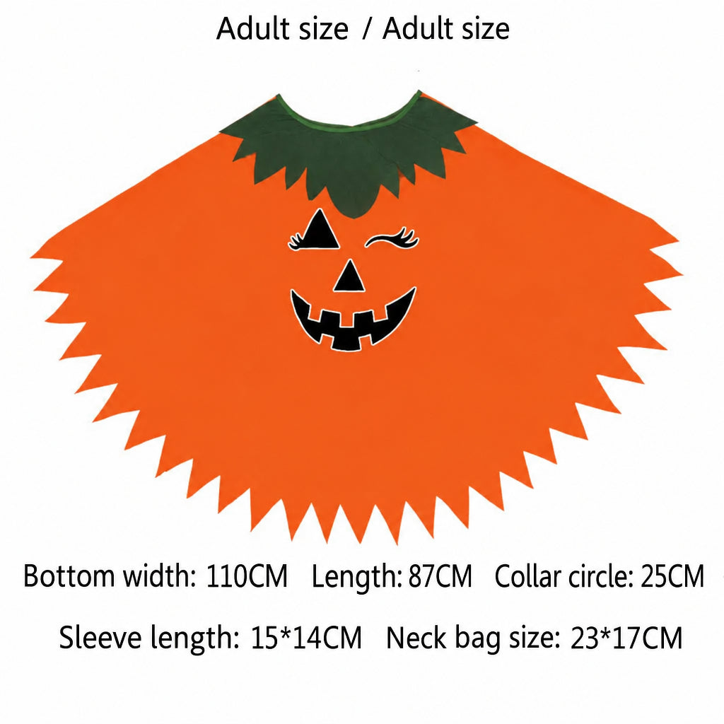 Halloween Costume Luminous Adult Children Pumpkin Cape Shawl Pumpkin Hat suit Cape School Party Dress Up