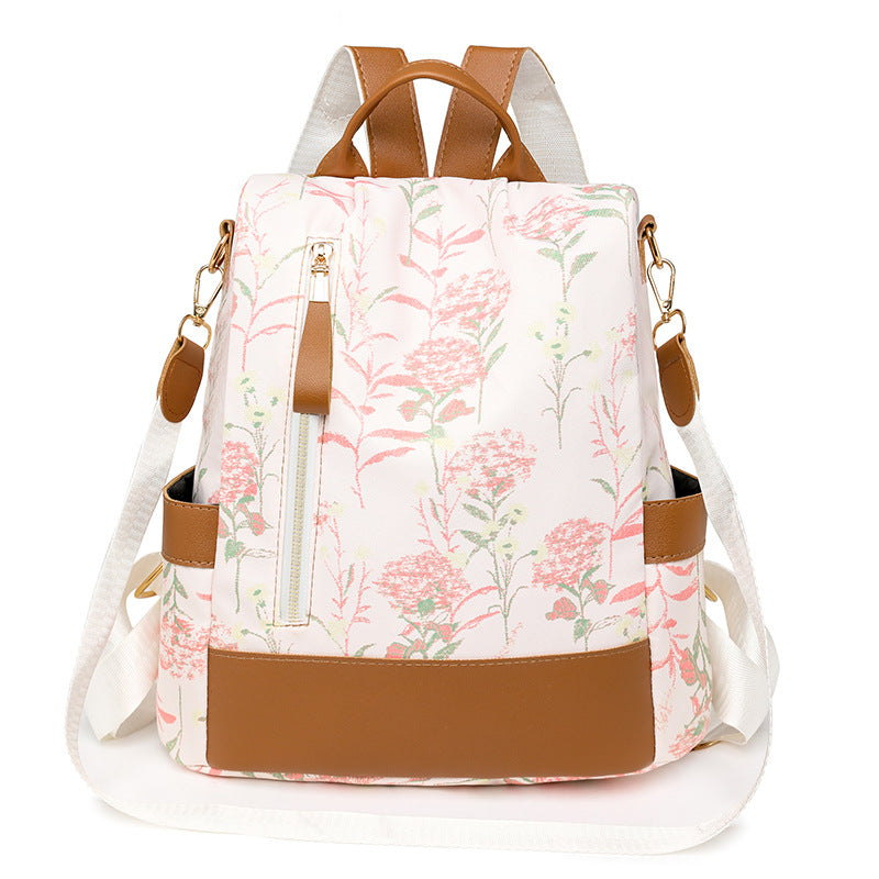 Cross-border Foreign Trade Bag Women's New Multi-functional Large Capacity Backpack PU Fabric Fashion Printed Portable Backpack for Women