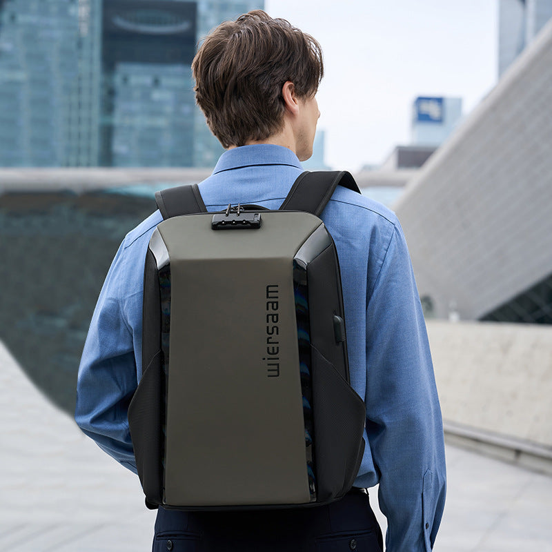 Business Backpack Men's Waterproof Backpack Large Capacity Business Trip Multifunctional Password Anti-Theft Computer Bag Breathable Back Pad