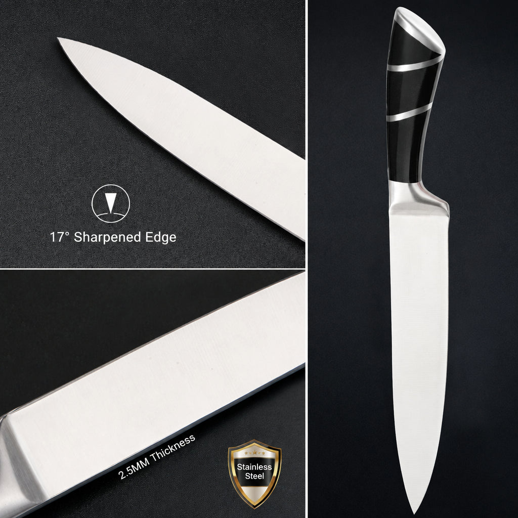 Spot Stainless Steel Horseshoe Hollow Handle Knife Set Eight-Piece Acrylic Plastic Rotating Seat Kitchen Knife Kitchen Knife