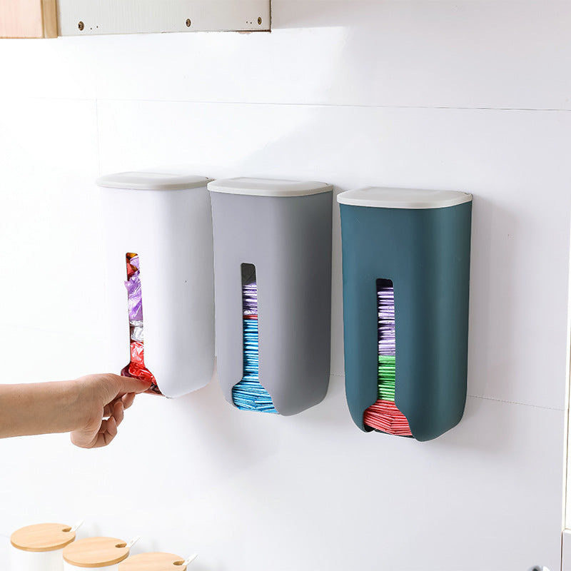 Punch-free Kitchen Flip Garbage Bag Storage Box Plastic Bag Organize Storage Box Bag Rectable Wall-mounted Storage