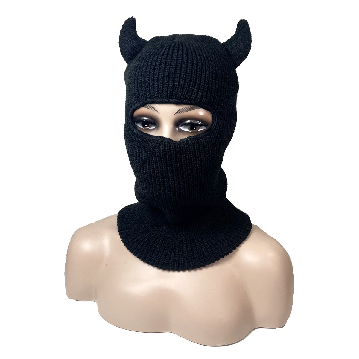 Factory horn single hole headgear hat Halloween play hat cute knitted hat wool hat cross-border wholesale