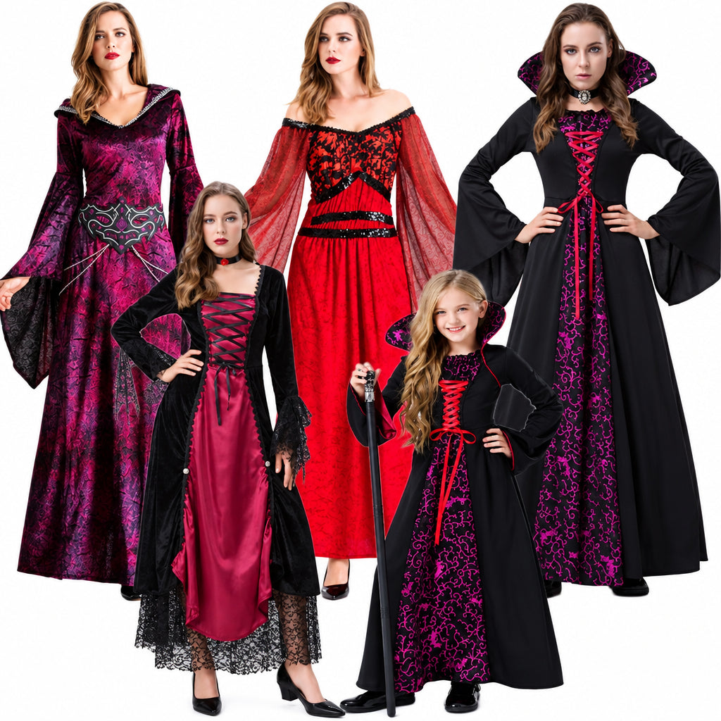 Halloween Masquerade Costume Family Vampire Witch Cos Movie Palace Haunted House Event Costume