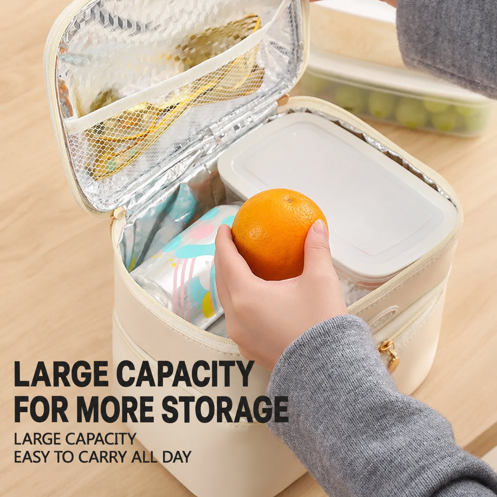 Student Portable Double-Layer Lunch Box Office Worker Lunch Box with Lunch Bag Camping Travel Bag Camping Essentials