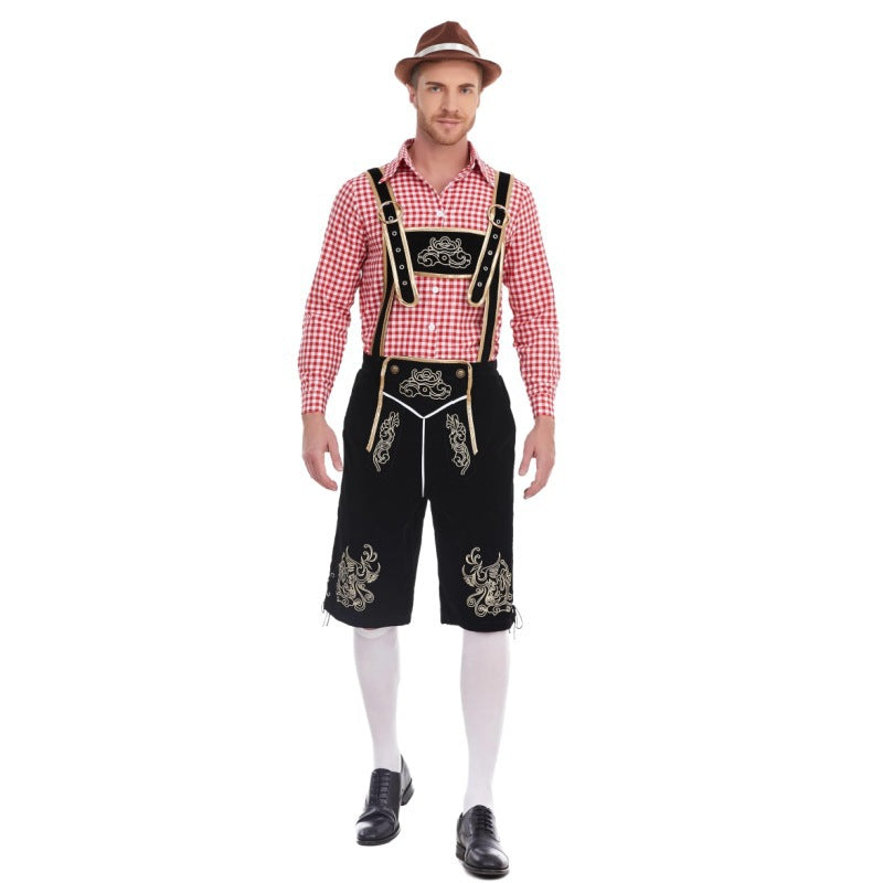 European and American New Products German Oktoberfest Clothing Shirt Overalls Hat Three-Piece Suit Men's Beer Suit