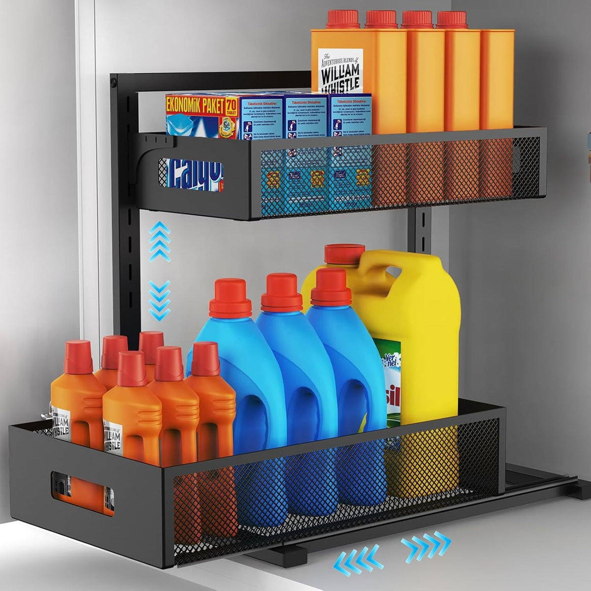 Cross-Border Kitchen Under-Sink Storage Rack Countertop Drawer-Type Storage Rack Seasoning Rack Under-Sink Storage Pull-Out Basket