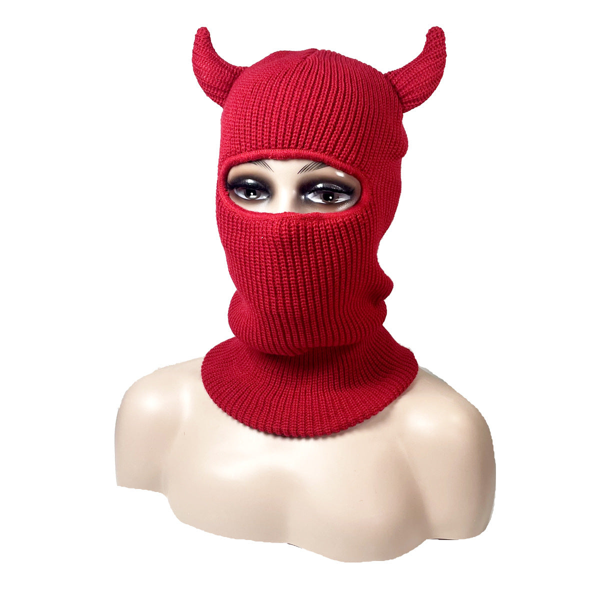 Factory horn single hole headgear hat Halloween play hat cute knitted hat wool hat cross-border wholesale