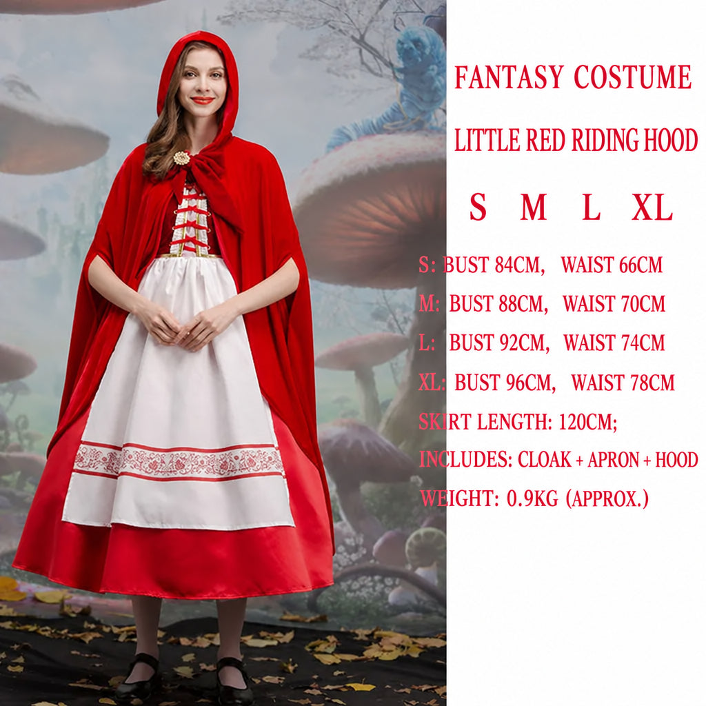 Halloween Retro Palace Dress Little Red Riding Hood Long Dress Cosplay Queen Character Performance Costume
