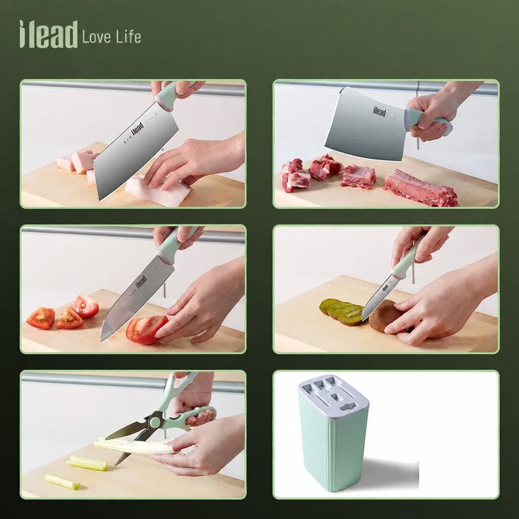 Alide Knives suit Kitchen Knife Combination Chef Special Chopper Household Complete Kitchen Knife Cutting Board Complete Set