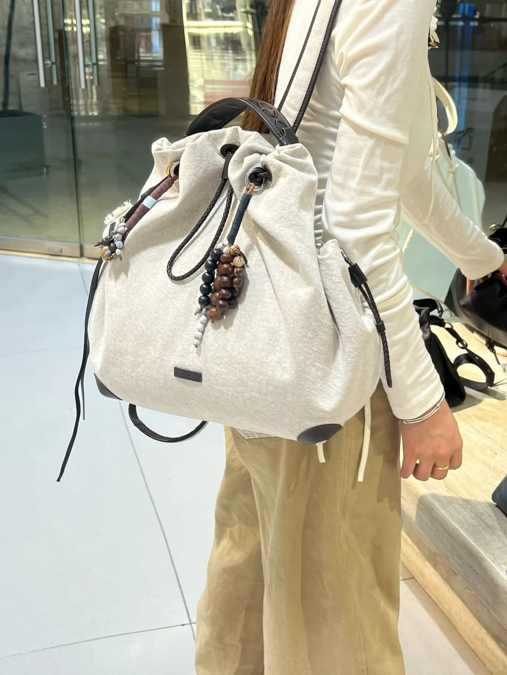 Wen Qi's Same Style Large-Capacity Bai Na Series Backpack for Women, Niche Design, Versatile Casual Cross-Border Commuting Laptop Bag