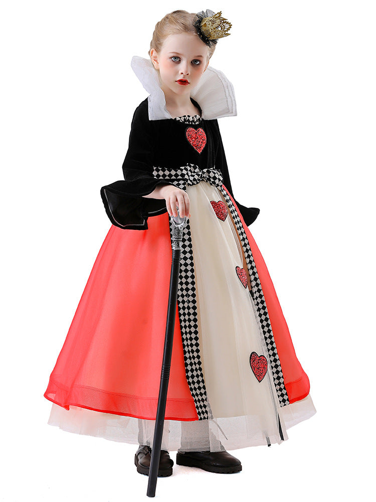 Halloween Cos Queen of Hearts Princess Dress Alice in Wonderland Dress Masquerade Performance Costume