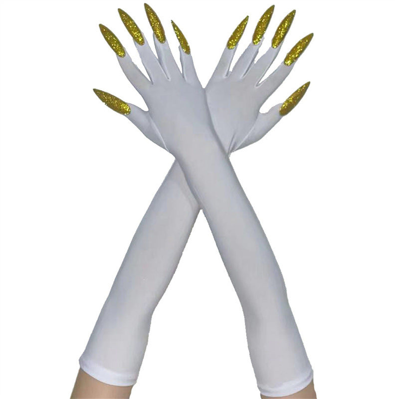 48cm European and American Fashion Halloween Gloves Long Nails Ghost Claw Gloves Long Performance Props Costume Black Red Claw