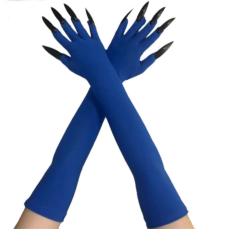 48cm European and American Fashion Halloween Gloves Long Nails Ghost Claw Gloves Long Performance Props Costume Black Red Claw