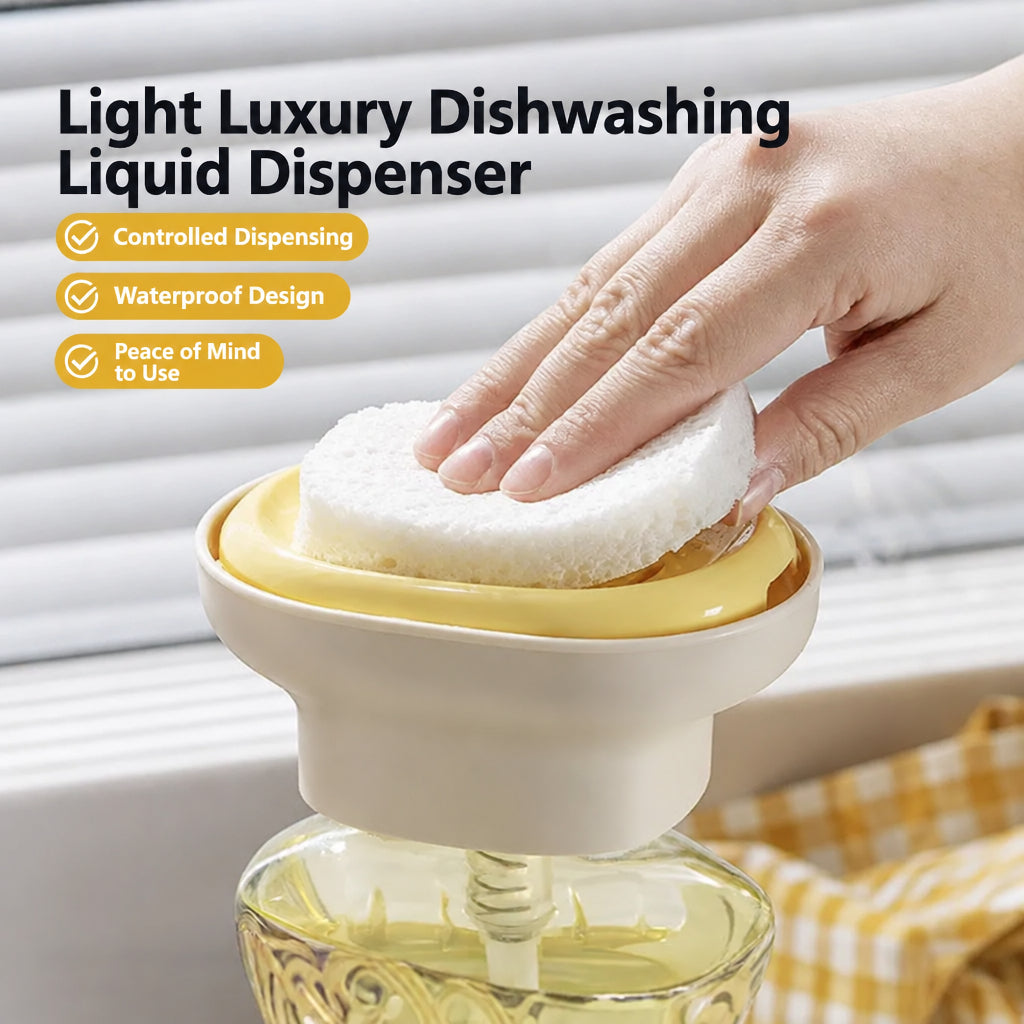 Light Luxury Dishwashing Liquid Dispenser, Household Kitchen Creative Dishwashing Liquid Dispenser, Scouring Pad and Bowl Brush Dispensing Artifact