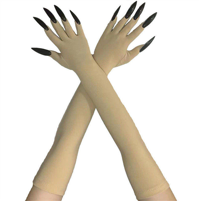 48cm European and American Fashion Halloween Gloves Long Nails Ghost Claw Gloves Long Performance Props Costume Black Red Claw