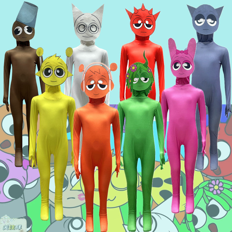 Cross-Border Hot Selling Tight Clothes Halloween Cos Costume Sprunki Incredibox Rhythm Box Cosplay