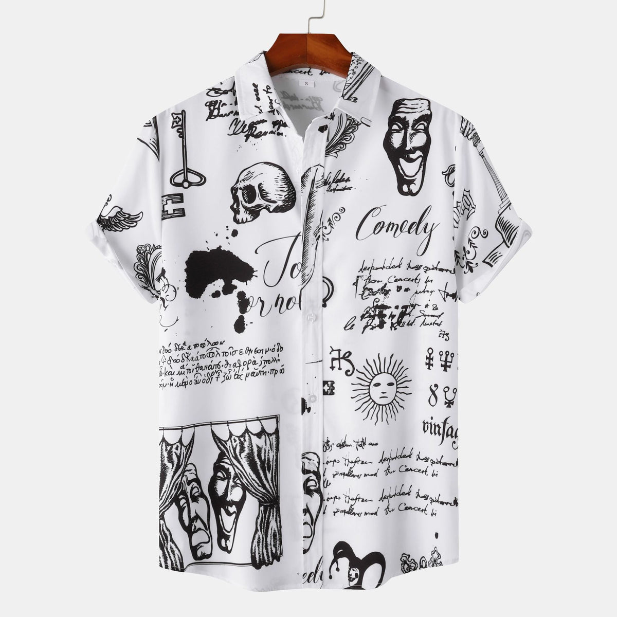 Amazon Cross-border Trade 2024 New Halloween Men's Casual Printed Short-sleeved Shirt Beach Shirt for Men