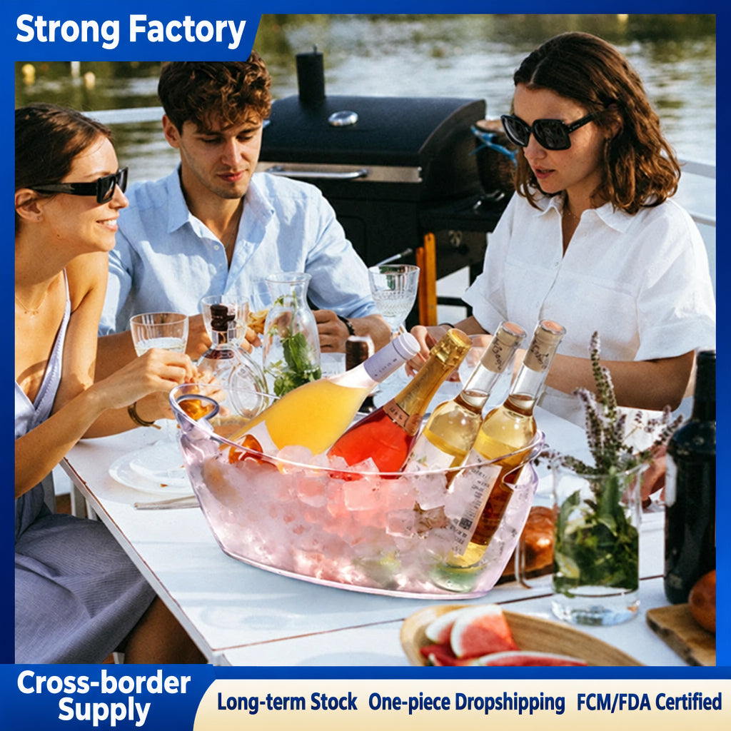 New Cross-Border 5L Plastic Ice Bucket with Handle Ice Bucket Home Bar Wine Bucket