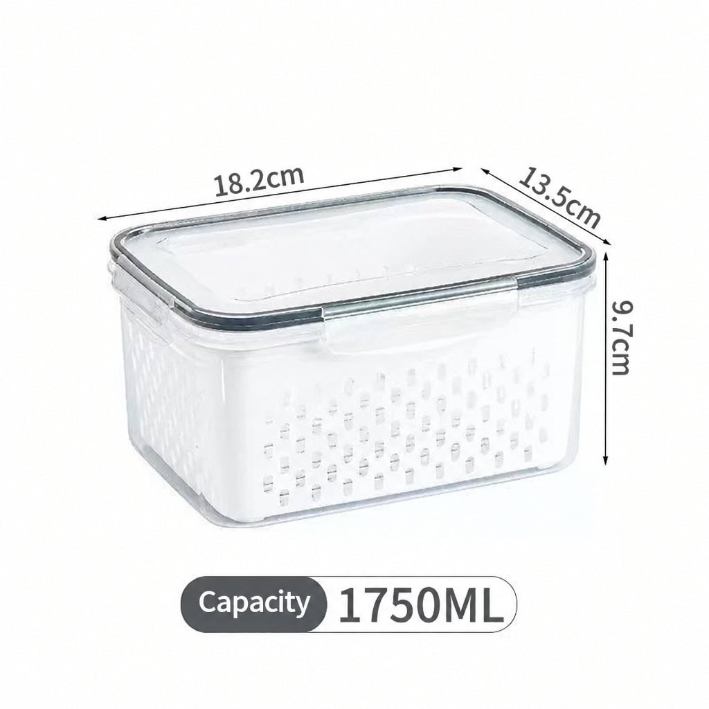 Fcm Food-Grade Certified Fresh-Keeping Box with Lid, Food-Grade Refrigerator Special Sealing Ring with Drain Basket for Kitchen Storage