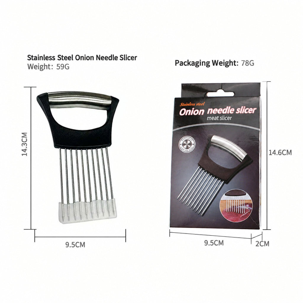 Stainless Steel Onion Needle Slicer Pine Needle Meat Tenderer Vegetable Cutting Kitchen Gadget Onion Insert Slicing Holder
