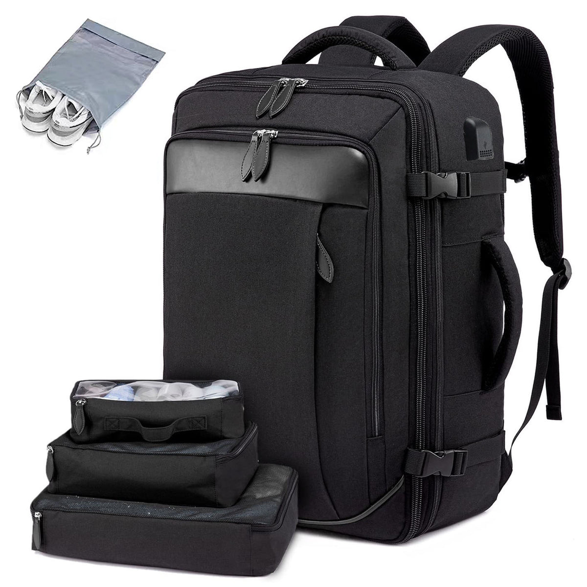 Cross-Border Men's Multifunctional Waterproof Computer Backpack Large Capacity Gray Business Backpack Casual Business Trip Travel Bag