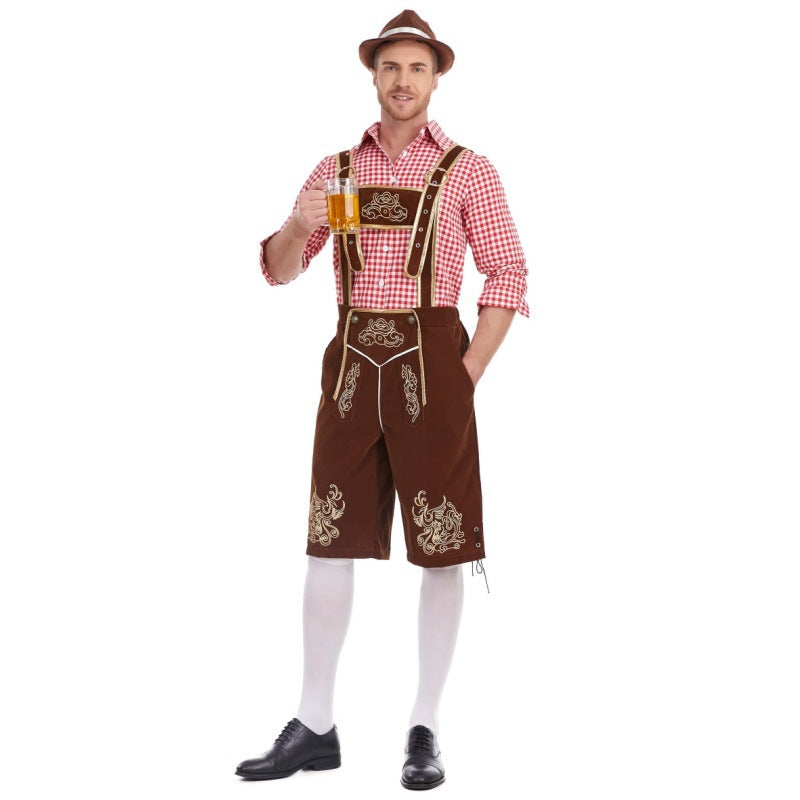 European and American New Products German Oktoberfest Clothing Shirt Overalls Hat Three-Piece Suit Men's Beer Suit