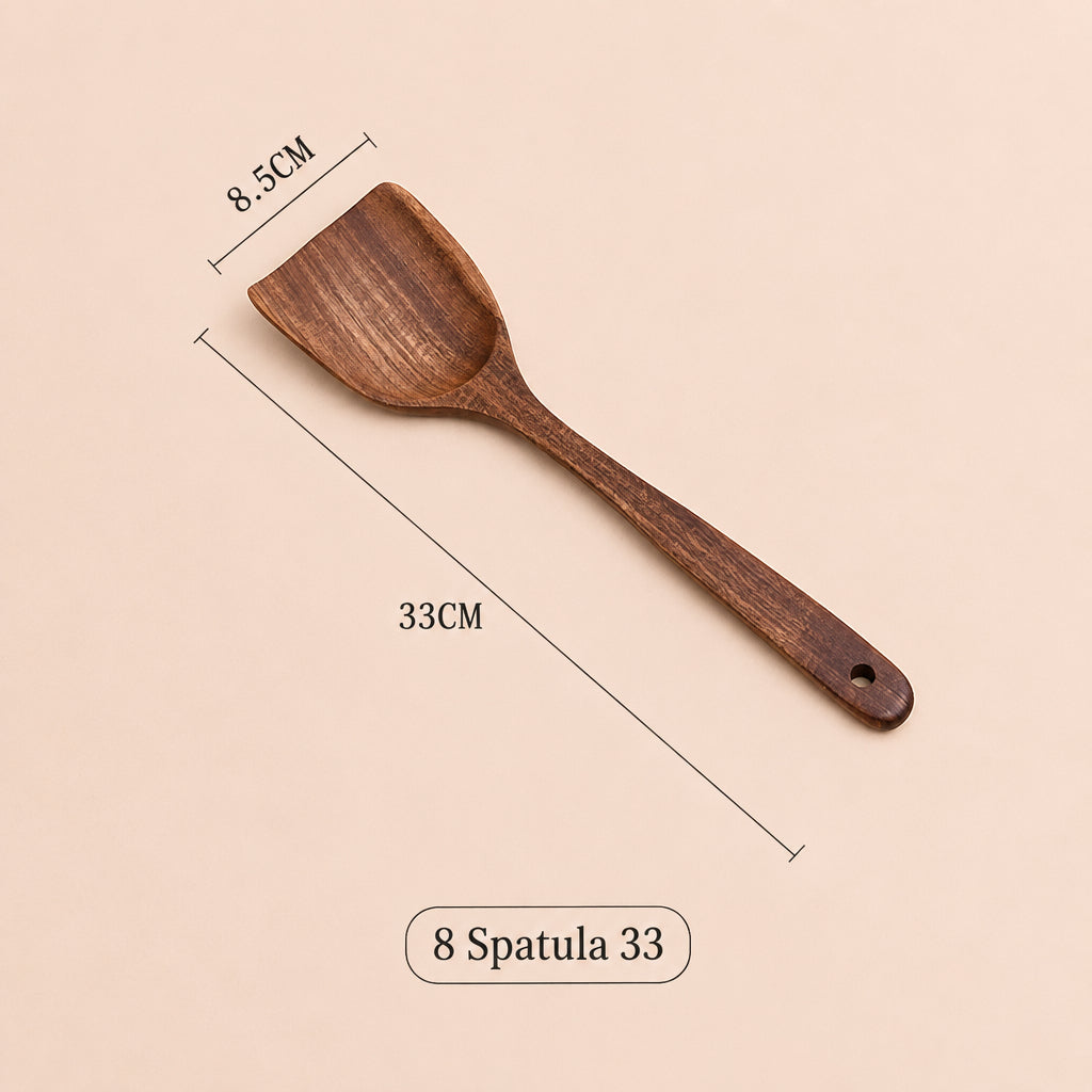Paint-free Wax-free Wooden Cooking Spoon Shovel suit Kitchenware Long Handle Non-stick Pan Stir-frying Shovel Wooden Acacia Soup Spoon