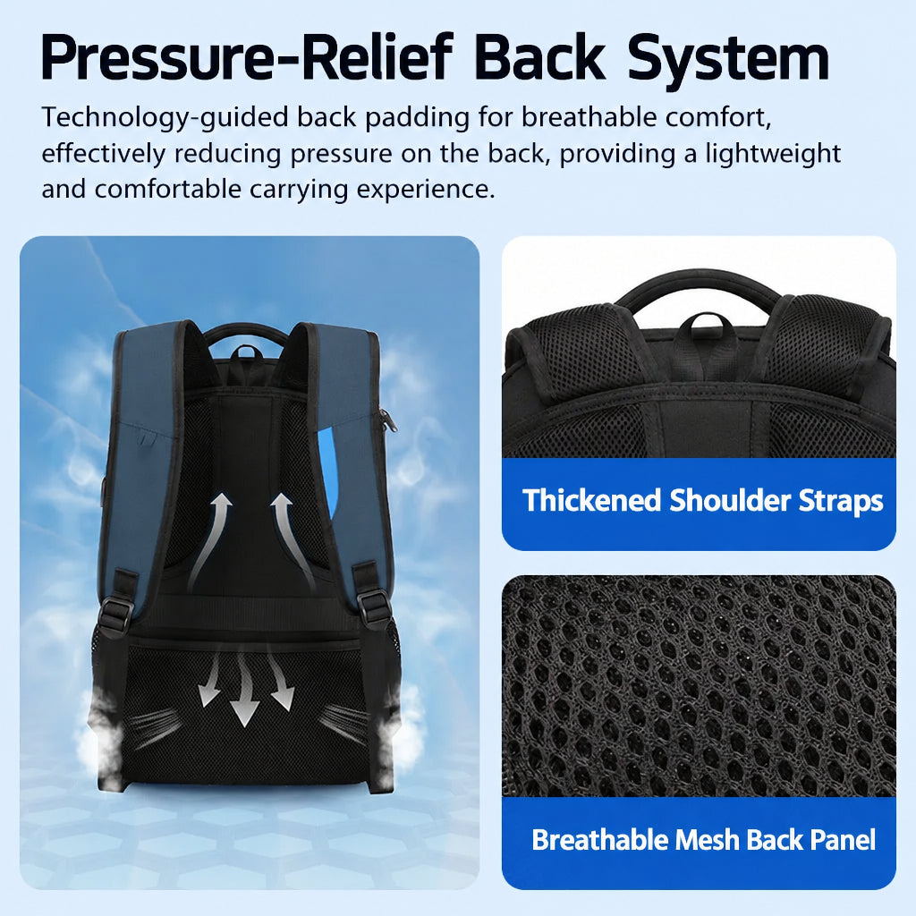 Backpack for Men, Large Capacity, Waterproof, Business Trip Computer Bag, Middle and High School Student School Bag, Back Pad, Travel and Commuting