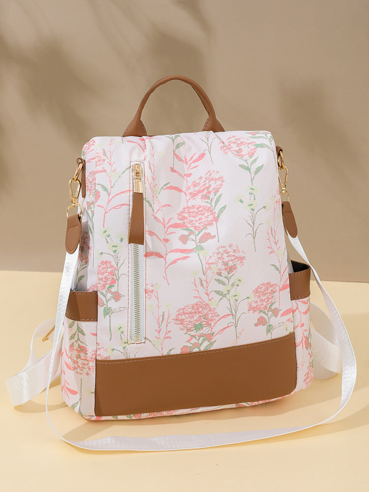 Cross-border Foreign Trade Bag Women's New Multi-functional Large Capacity Backpack PU Fabric Fashion Printed Portable Backpack for Women