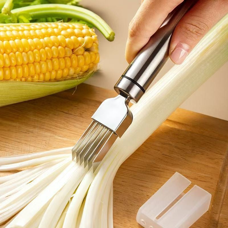 Stainless Steel Onion Cutter, Onion Knife, Shredder, Kitchen Tool, Shredding Knife, Multifunctional Kitchen Utensil with Hanging Hole, Grater
