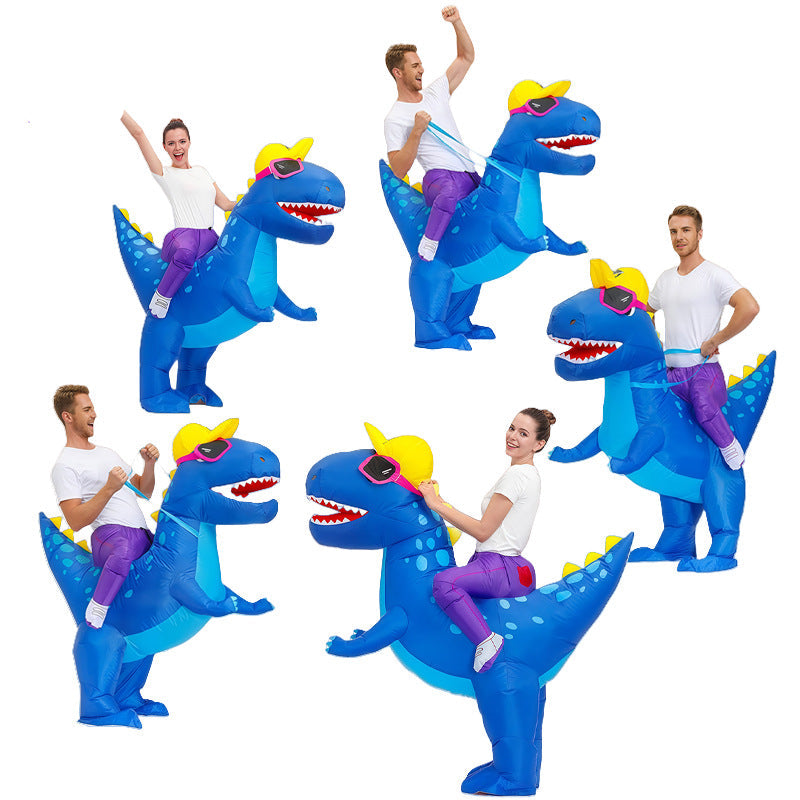 Cross-Border Hot Selling Funny Cyclist Doll Costume Masquerade Performance Props Hippie Sunglasses Dinosaur Inflatable Costume