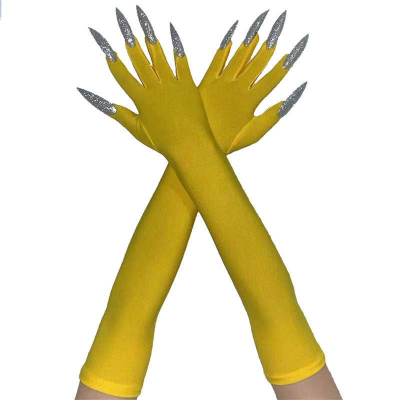 48cm European and American Fashion Halloween Gloves Long Nails Ghost Claw Gloves Long Performance Props Costume Black Red Claw