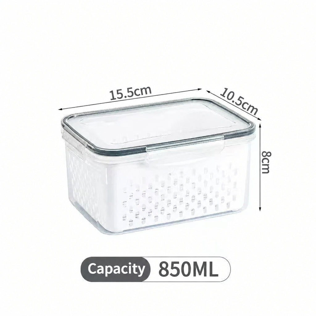Fcm Food-Grade Certified Fresh-Keeping Box with Lid, Food-Grade Refrigerator Special Sealing Ring with Drain Basket for Kitchen Storage